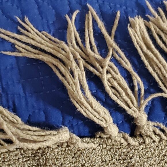 Pottery Barn Nubby Chenille Throw Olive Green Fringe 58x50 Sofa Chair Blanket - Picture 8 of 13